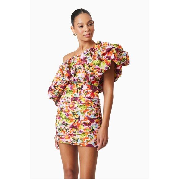 ELLIATT Elira Printed Mini Dress In Florals Wedding Cocktail 👗size S NWT$395 - Picture 1 of 8